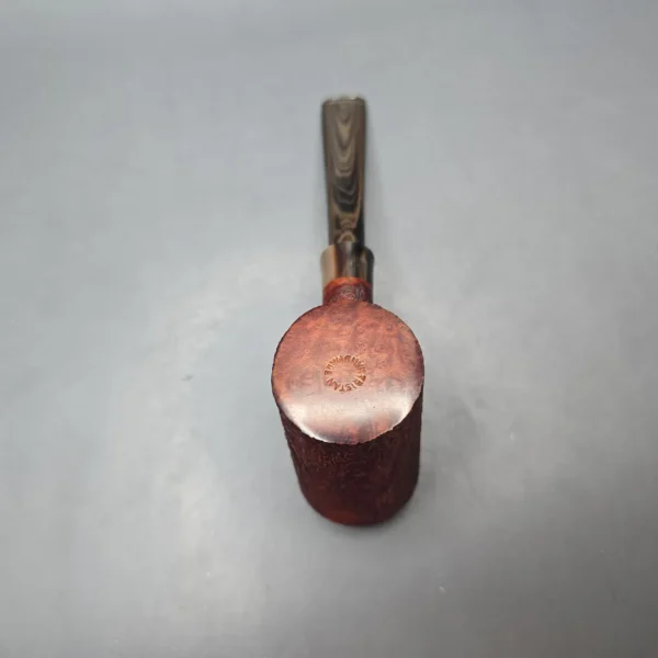 Pipe Tristan Partially Sandblasted Poker w/ Horn Handmade Briar Pipe, New - Image 10