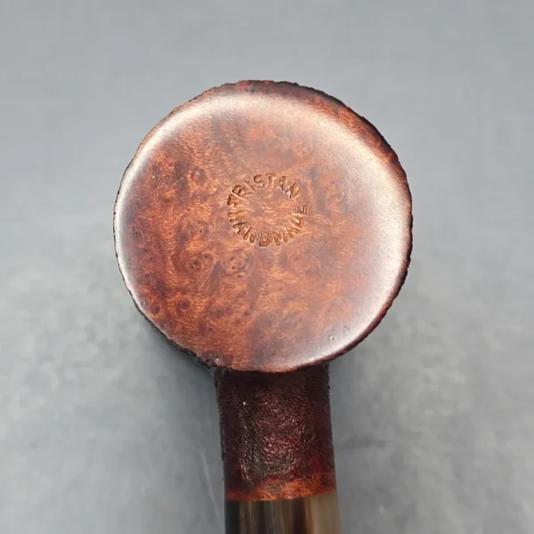 Pipe Tristan Partially Sandblasted Poker w/ Horn Handmade Briar Pipe, New - Image 11