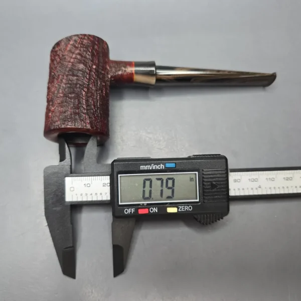 Pipe Tristan Partially Sandblasted Poker w/ Horn Handmade Briar Pipe, New - Image 13