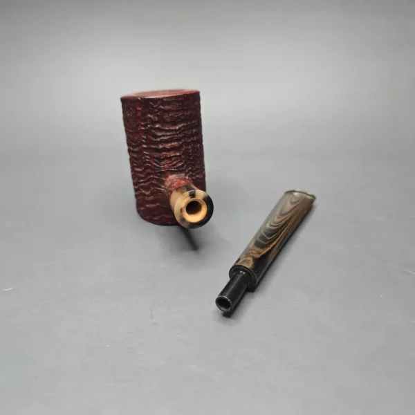 Pipe Tristan Partially Sandblasted Poker w/ Horn Handmade Briar Pipe, New - Image 14