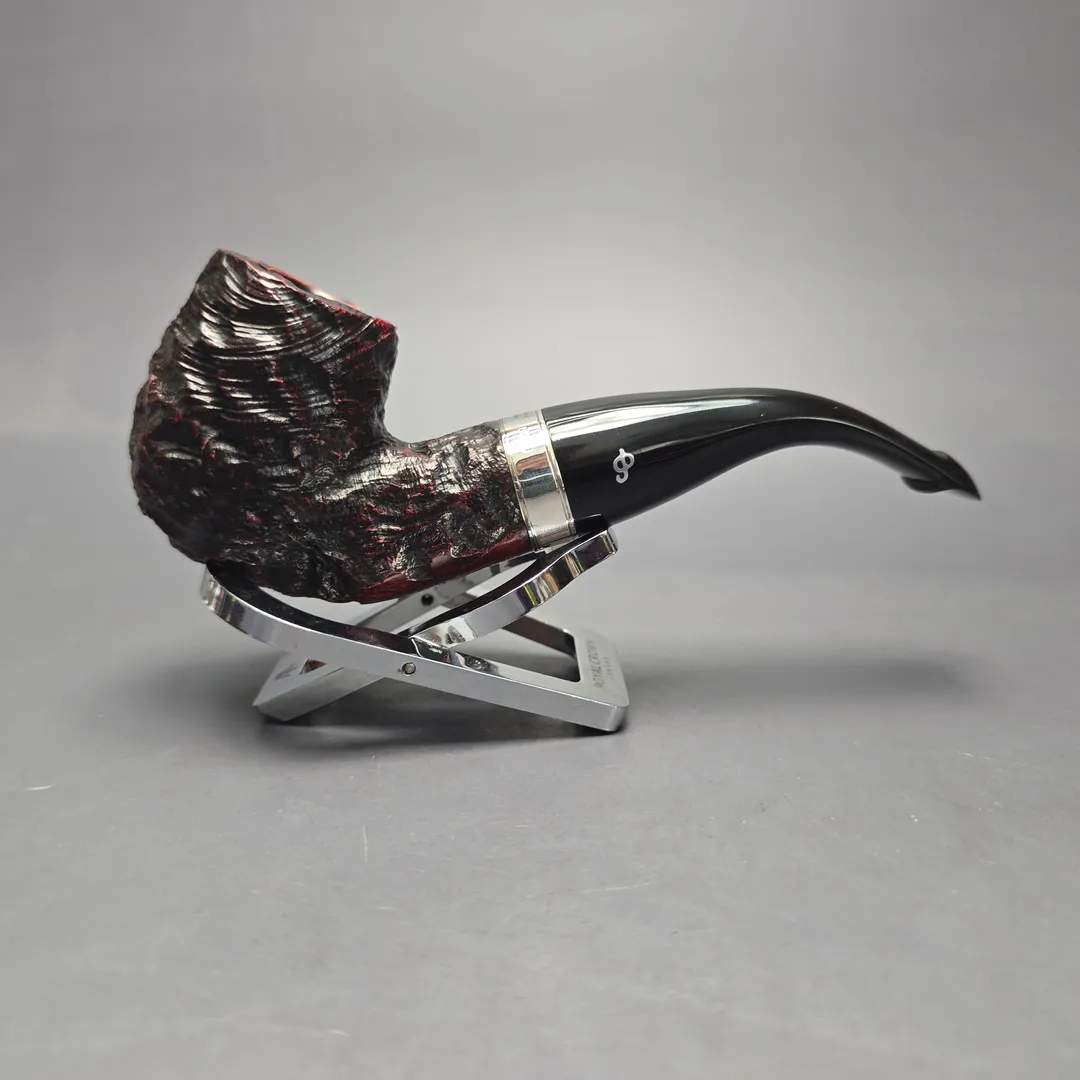 Peterson Cobble XL90 Rusticated & Sandblasted Bent Billiard w/ Silver Briar Pipe, New - Image 2