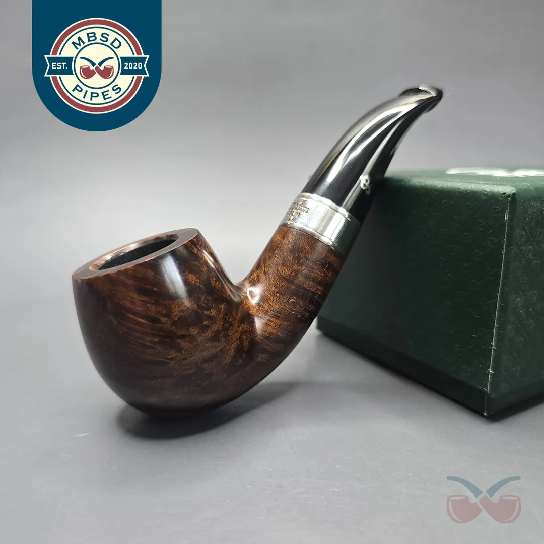 Peterson 160th Anniversary Pat. B Dark Smooth Bent Billiard Briar Pipe, New