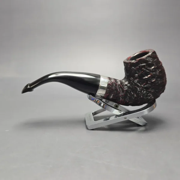 Peterson Cobble XL90 Rusticated & Sandblasted Bent Billiard w/ Silver Briar Pipe, New - Image 4