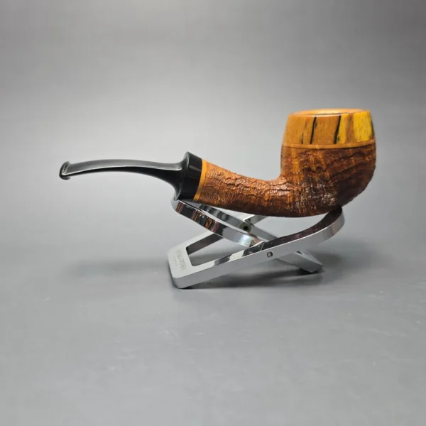 Papa Bear's Pipes by Tim Beaumont Sandblasted Apple w/ Spalted Poplar Handmade Briar Pipe, New - Image 13
