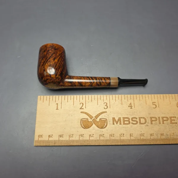 Brentegani Smooth Contrast Nosewarmer Lovat w/ Horn Handmade Briar Pipe, New - Image 12