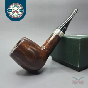Peterson House Pipe Oak Smooth Billiard w/ Silver Briar Pipe, New