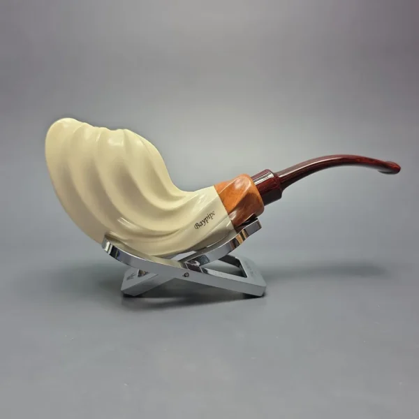 MBSD Meerschaum Premier by Bay Pipes Fluted Whale w/ Case & Tamper Block Meerschaum Pipe, New - Image 3