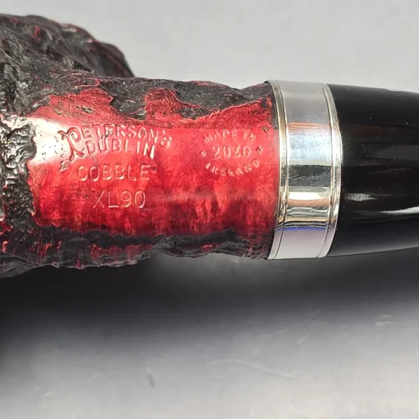 Peterson Cobble XL90 Rusticated & Sandblasted Bent Billiard w/ Silver Briar Pipe, New - Image 12