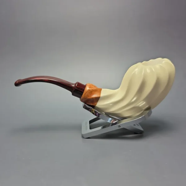 MBSD Meerschaum Premier by Bay Pipes Fluted Whale w/ Case & Tamper Block Meerschaum Pipe, New - Image 5