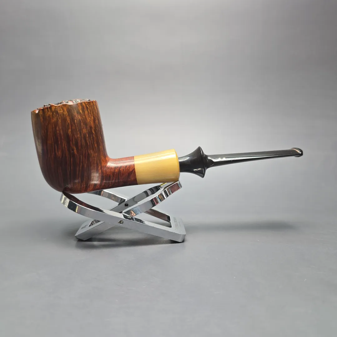 Savinelli Nonpareil 9128 Smooth Billiard w/ Horn Estate Briar Pipe, Italian Estates - Image 2