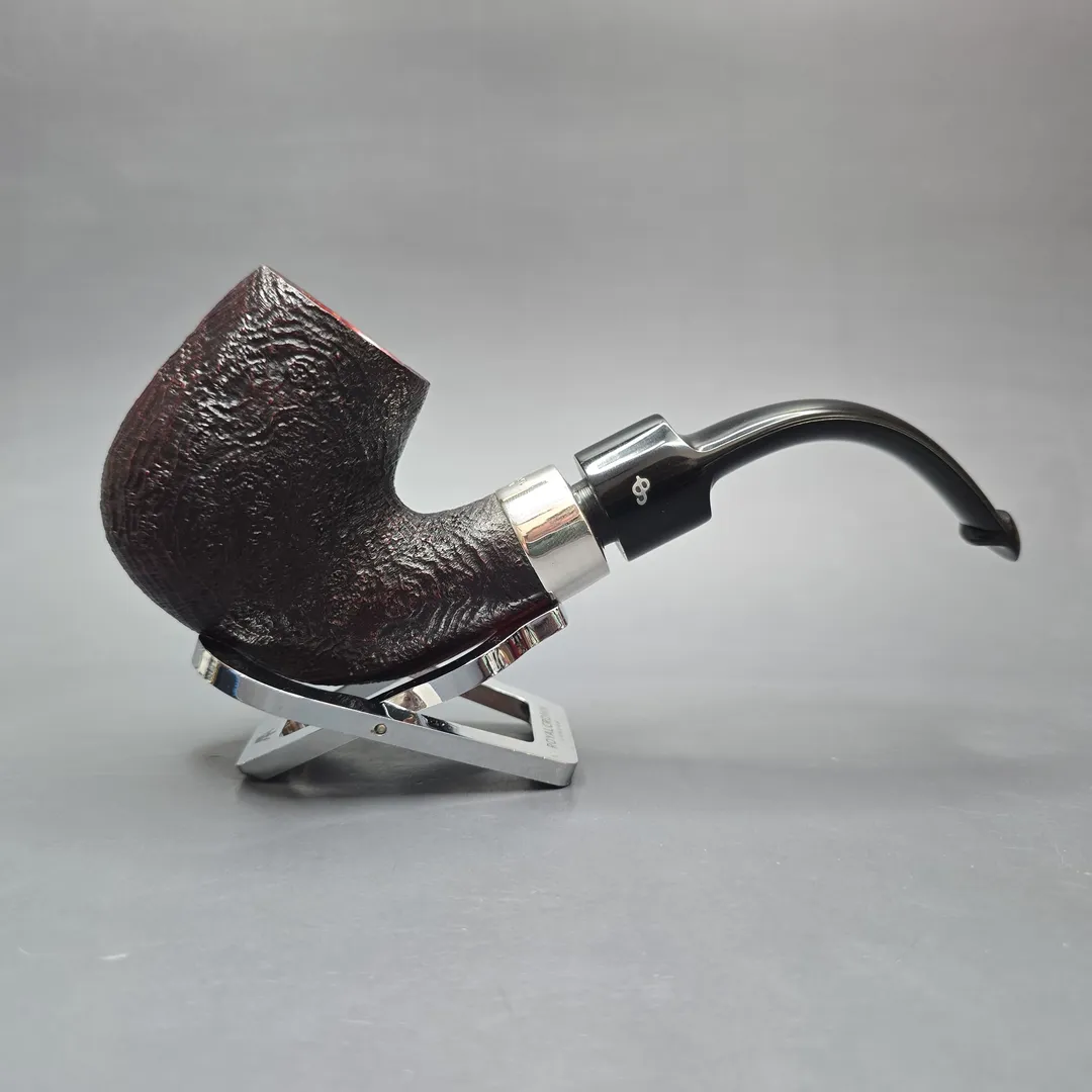 Peterson House Pipe Sandblasted Oom Paul w/ Silver Briar Pipe, New - Image 2