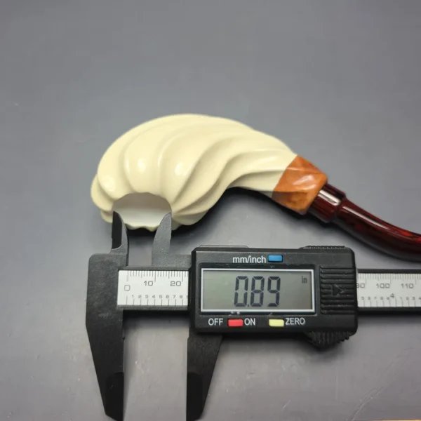 MBSD Meerschaum Premier by Bay Pipes Fluted Whale w/ Case & Tamper Block Meerschaum Pipe, New - Image 11