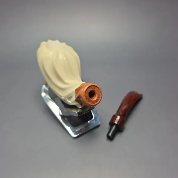 MBSD Meerschaum Premier by Bay Pipes Fluted Whale w/ Case & Tamper Block Meerschaum Pipe, New - Image 12