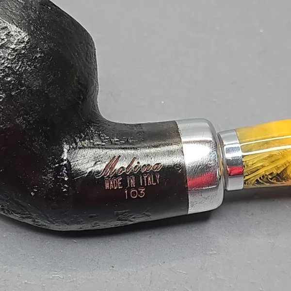 Molina Ambra 103 Sandblasted Rhodesian Briar Pipe, New, 9mm - Image 10