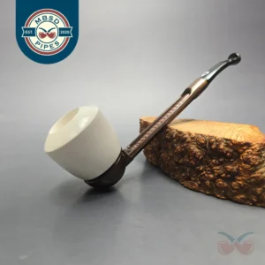 Falcon Extra Dental w/ MBSD Meerschaum Dublin Block Meerschaum Bowl Pipe, New