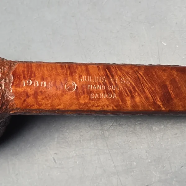 Julius Vesz 1988 Hand Cut 2 Partially Rusticated Canadian Estate Briar Pipe, Other Estates - Image 11