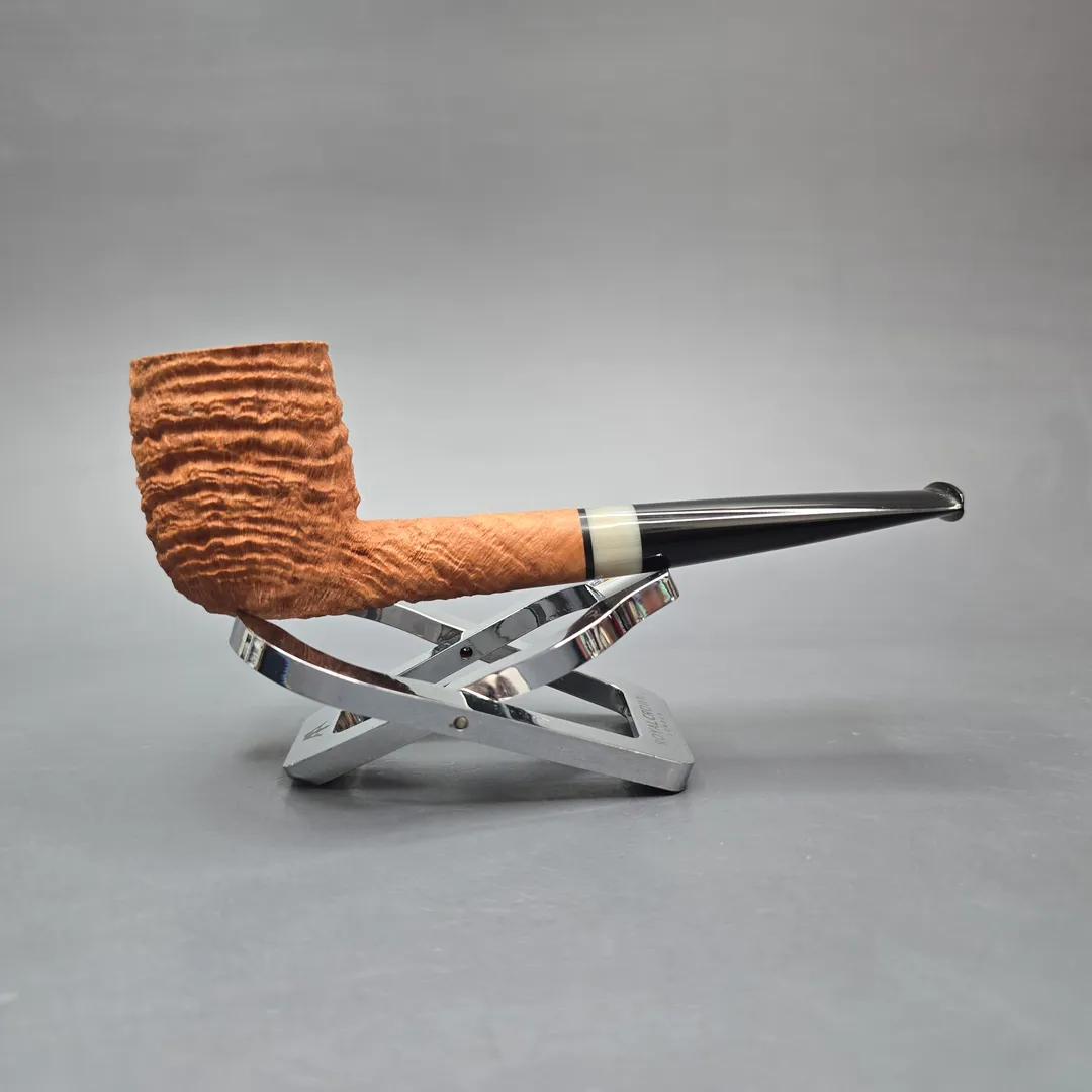 Pipe Tristan Sandblasted Billiard w/ Horn Handmade Briar Pipe, New - Image 2