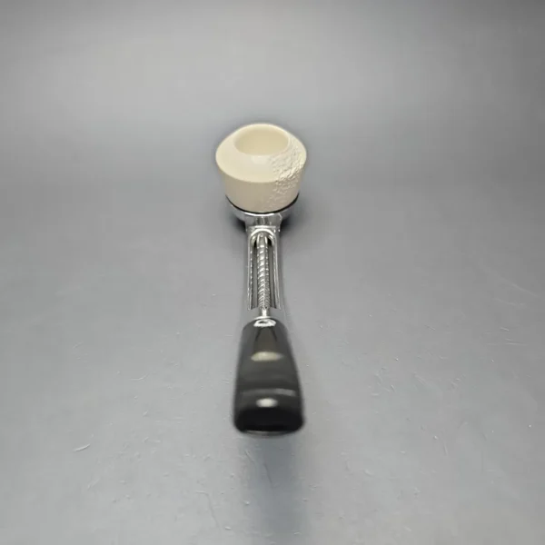 Falcon Chrome Bent Dental w/ MBSD Meerschaum Dublin Block Meerschaum Bowl Pipe, New - Image 5