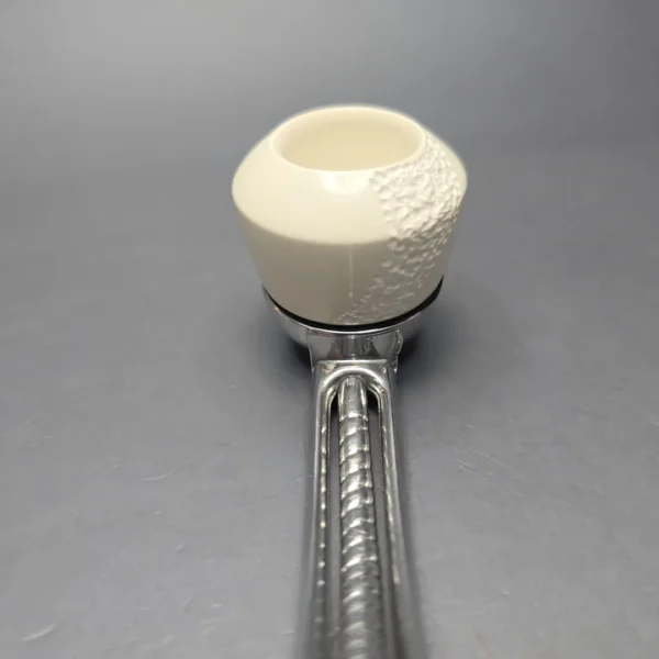 Falcon Chrome Bent Dental w/ MBSD Meerschaum Dublin Block Meerschaum Bowl Pipe, New - Image 6