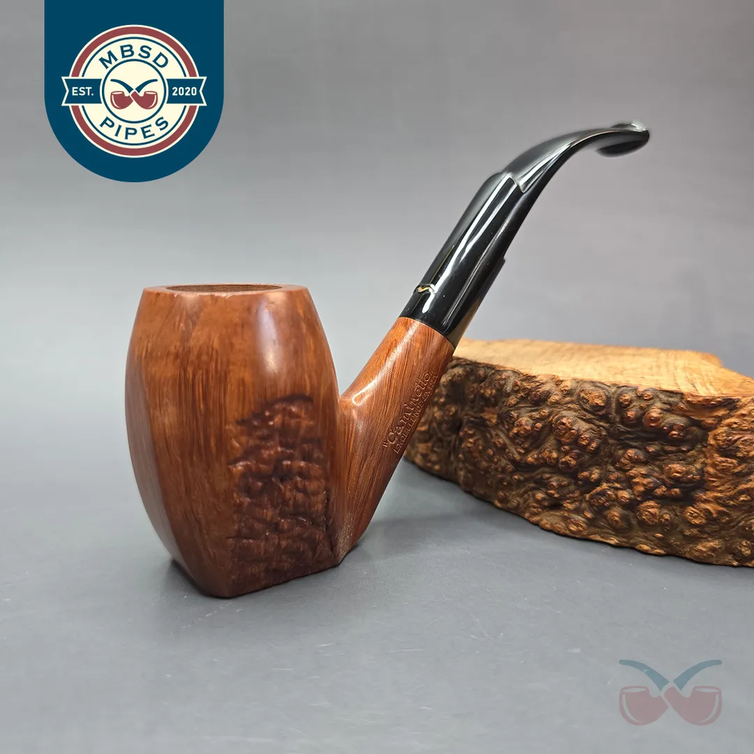 Caminetto Ascorti Radice Era Excellence Extra Partially Rusticated Sitter Estate Briar Pipe, Unsmoked