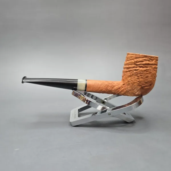 Pipe Tristan Sandblasted Billiard w/ Horn Handmade Briar Pipe, New - Image 4