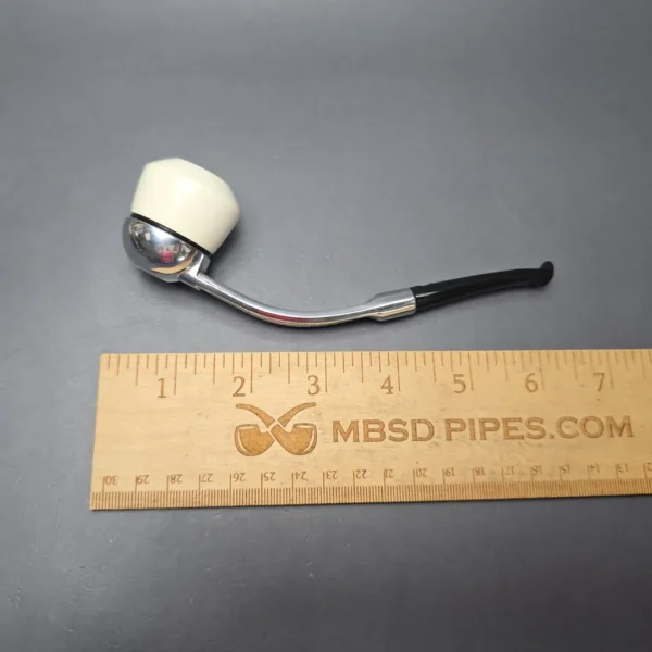 Falcon Chrome Bent Dental w/ MBSD Meerschaum Dublin Block Meerschaum Bowl Pipe, New - Image 8