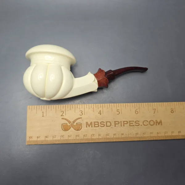 MBSD Meerschaum Premier XL by Bay Pipes Floral Calabash w/ Case & Tamper Block Meerschaum Pipe, New - Image 12