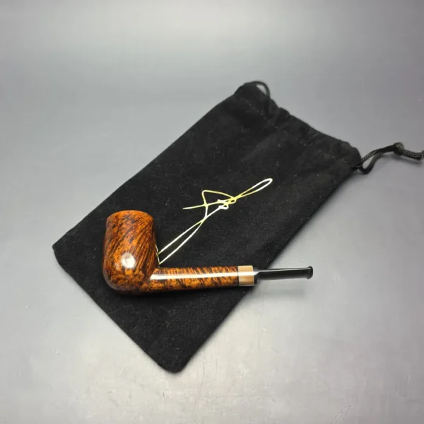 Brentegani Smooth Contrast Nosewarmer Lovat w/ Horn Handmade Briar Pipe, New - Image 15