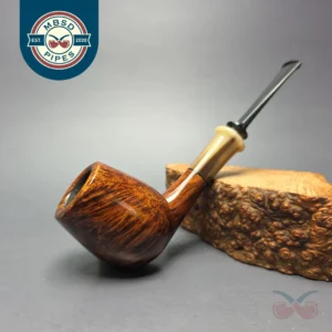 Brentegani Smooth Contrast Brandy w/ Horn Handmade Briar Pipe, New