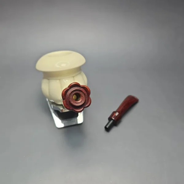MBSD Meerschaum Premier XL by Bay Pipes Floral Calabash w/ Case & Tamper Block Meerschaum Pipe, New - Image 14