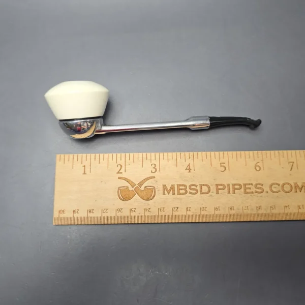 Falcon Chrome Curved Dental w/ MBSD Meerschaum Dublin Block Meerschaum Bowl Pipe, New - Image 11