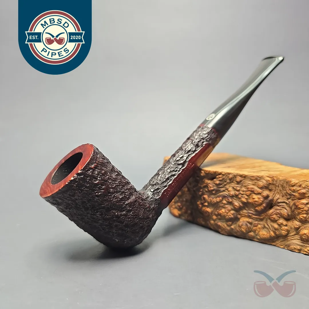 James Upshall Bark Group 6 Partially Rusticated Stack Billiard Estate Briar Pipe, Unsmoked