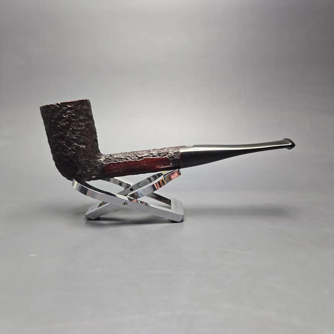 James Upshall Bark Group 6 Partially Rusticated Stack Billiard Estate Briar Pipe, Unsmoked - Image 2
