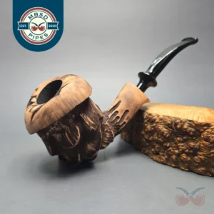 Nording Spruce Matte Partially Rusticated Freehand Estate Briar Pipe, Unsmoked