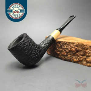 MBSD Briars by Piero Vitale Black Rusticated Billiard w/ Boxwood, Briar Pipe, New