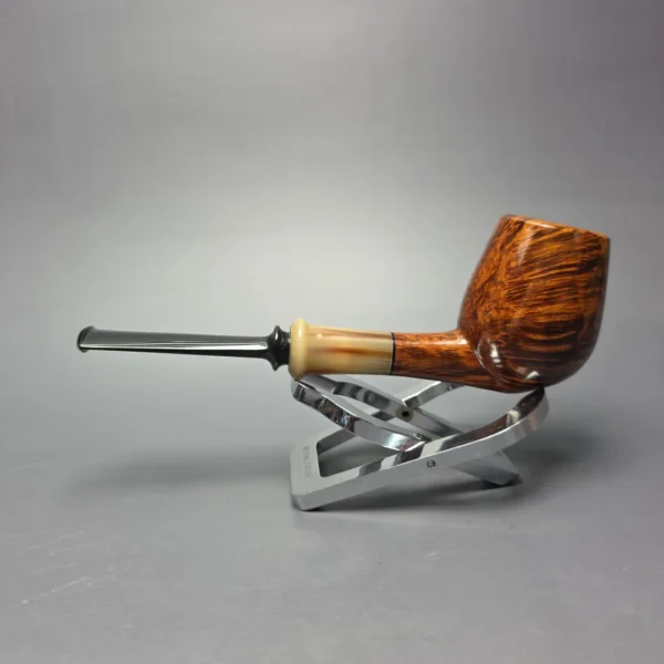 Brentegani Smooth Contrast Brandy w/ Horn Handmade Briar Pipe, New - Image 3
