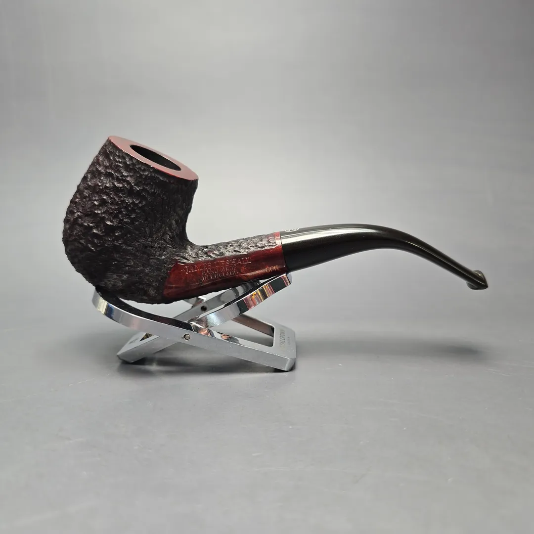 James Upshall Bark Group 6 Partially Rusticated Bent Billiard Estate Briar Pipe, Unsmoked - Image 2