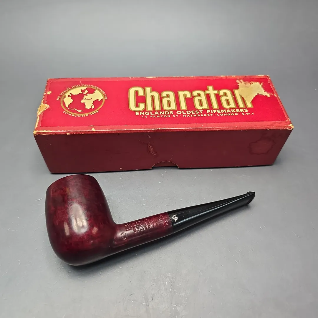 Charatan's Make Reuben Era (1955-60) Belvedere 12 Smooth "Large Billiard" Estate Briar Pipe, Unsmoked - Image 2