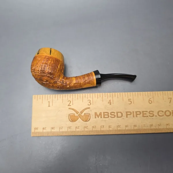 Papa Bear's Pipes by Tim Beaumont Sandblasted Apple w/ Spalted Poplar Handmade Briar Pipe, New - Image 6
