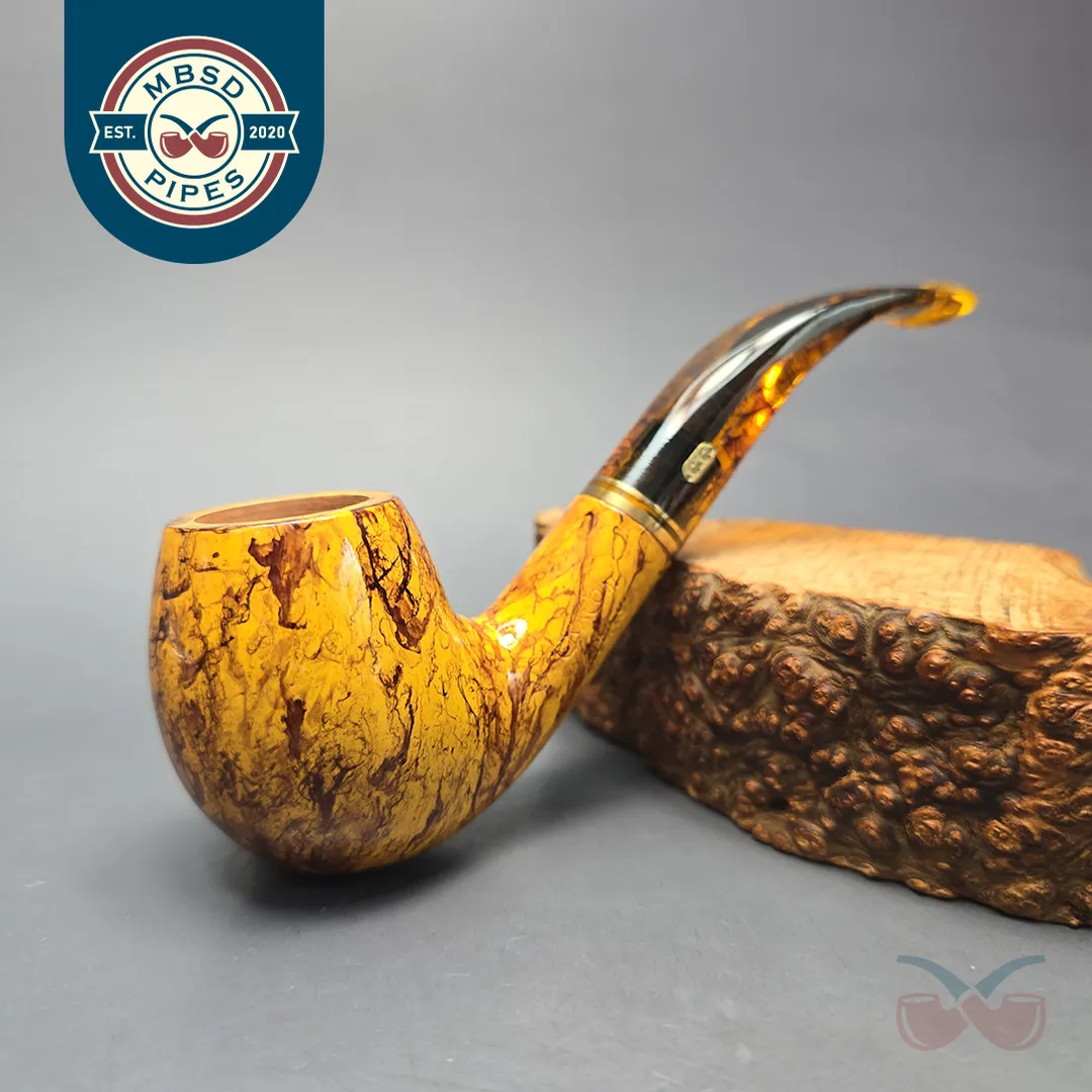 Chacom Atlas Yellow 42 Smooth Bent Billiard Estate Briar Pipe, Unsmoked