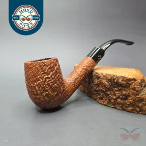 Sasieni Family Era (c.1960-79) Four Dot Ruff Root Viscount Lascelles S XS Sandblasted Bent Billiard Estate Briar Pipe, English Estates