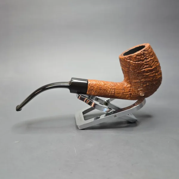 Sasieni Family Era (c.1960-79) Four Dot Ruff Root Viscount Lascelles S XS Sandblasted Bent Billiard Estate Briar Pipe, English Estates - Image 4