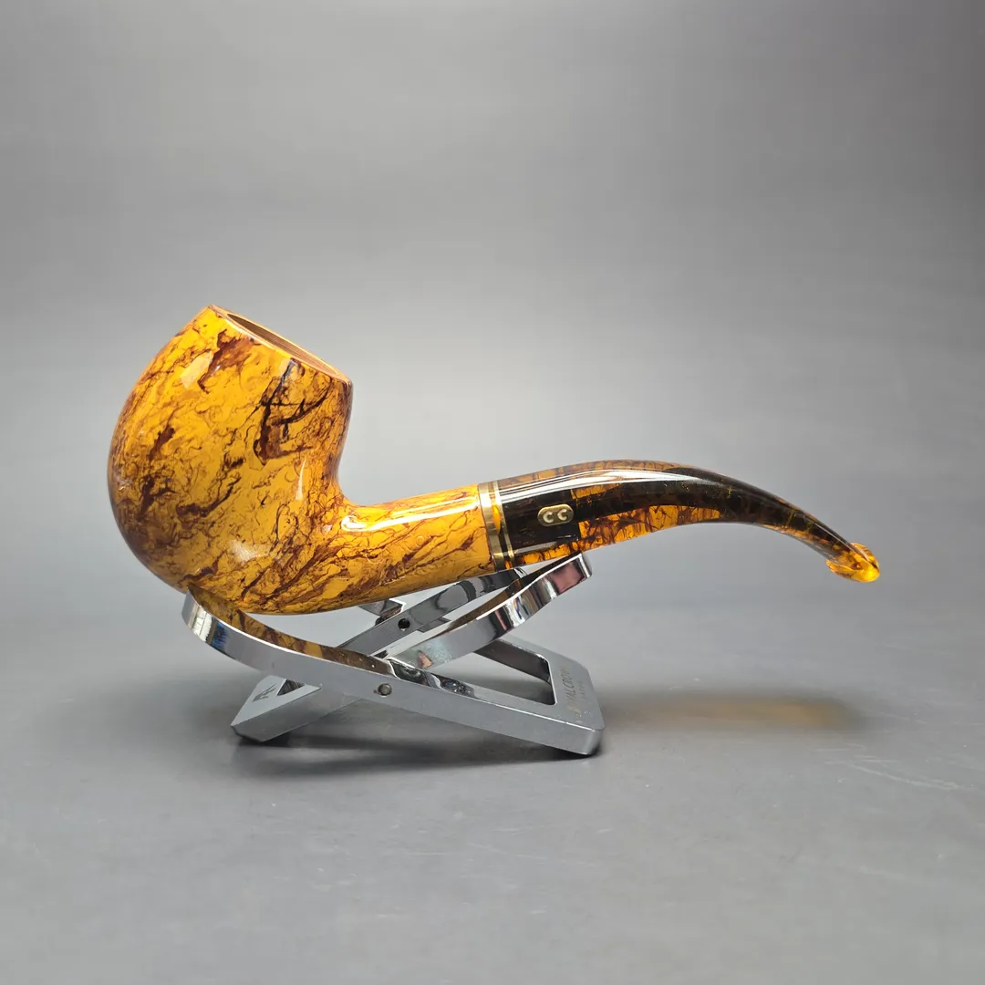Chacom Atlas Yellow 42 Smooth Bent Billiard Estate Briar Pipe, Unsmoked - Image 2