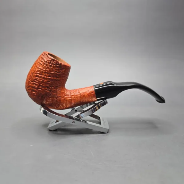 Calibano (Mastro de Paja) 107 S C4 Sandblasted Bent Billiard Estate Briar Pipe, Unsmoked - Image 12