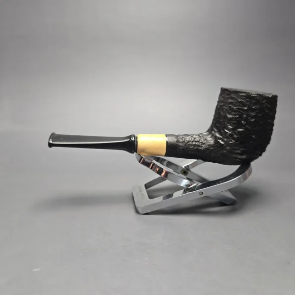 MBSD Briars by Piero Vitale Black Rusticated Billiard w/ Boxwood, Briar Pipe, New - Image 4