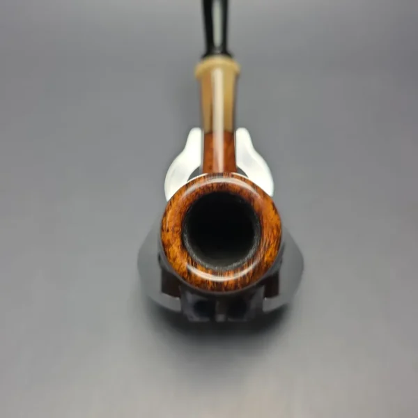 Brentegani Smooth Contrast Brandy w/ Horn Handmade Briar Pipe, New - Image 6