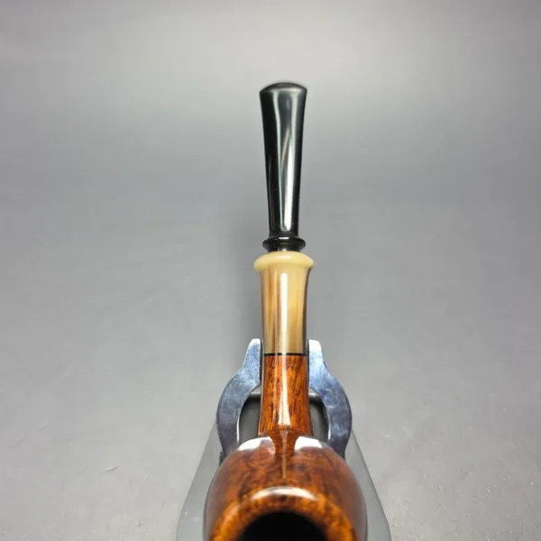 Brentegani Smooth Contrast Brandy w/ Horn Handmade Briar Pipe, New - Image 8