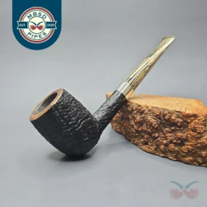 Pipe Tristan Partially Sandblasted Billiard w/ Silver Handmade Briar Pipe, New