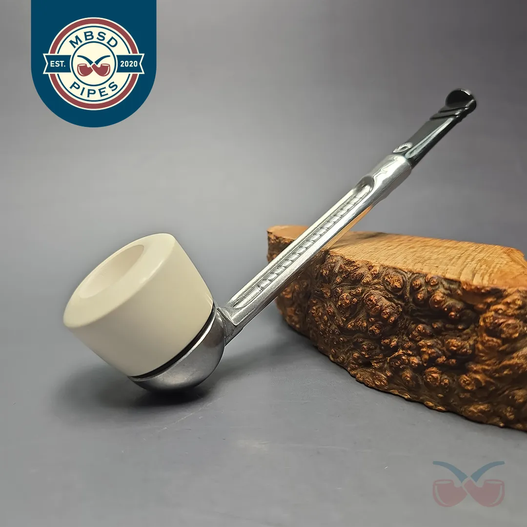 Falcon Chrome Dental w/ MBSD Meerschaum Dublin Block Meerschaum Bowl Pipe, New