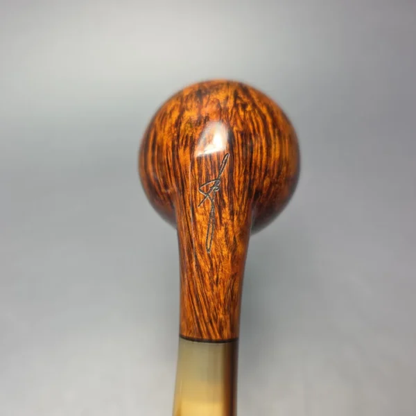 Brentegani Smooth Contrast Brandy w/ Horn Handmade Briar Pipe, New - Image 10